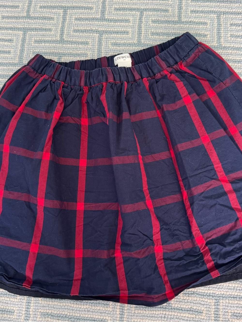 Crewcuts Navy And Red Plaid Elastic-Waist Circle Skirt